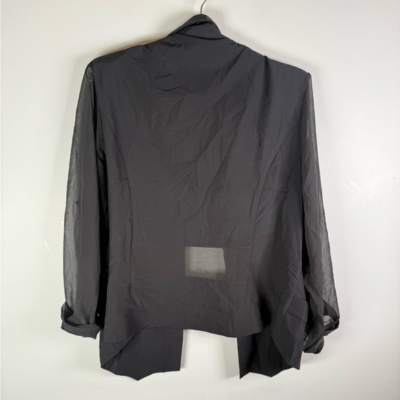 City Chic Black Sheer Open Front Blazer Jacket - Picture 4 of 8
